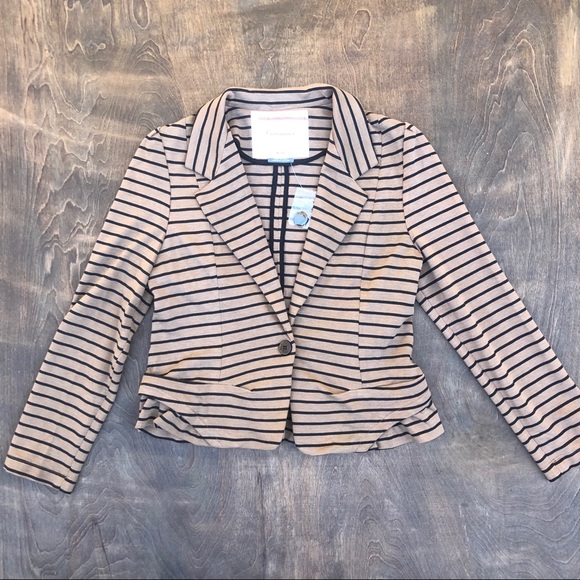 Cartonnier Blazer peplum stripe brown black new S - Picture 2 of 6